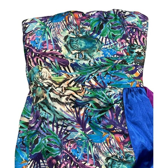 Bronx and Banco Selma Mini Dress Silk Fringe Drape Strapless Cocktail Size Small - Picture 5 of 16